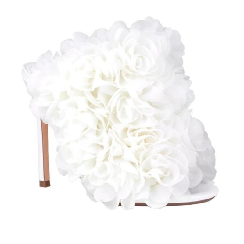 3D Lace Flower High Heel Open Toe Design Shoes