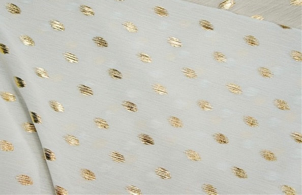 V Neck Gold Polka Dot Printed Silk Elegant Maxi Dress