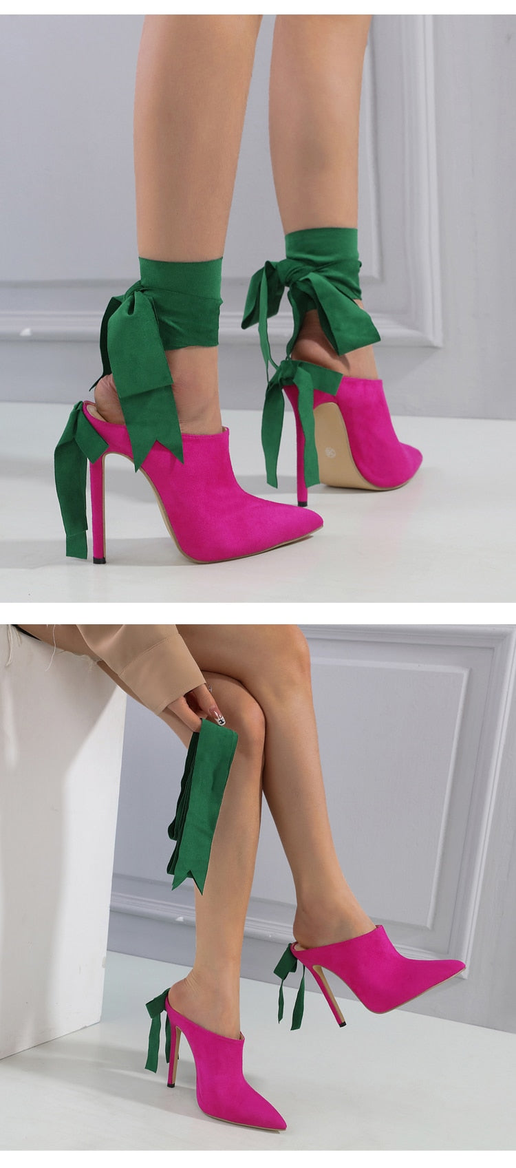 Pointed Toe Fashion Thin High Ankle Strap Shoes