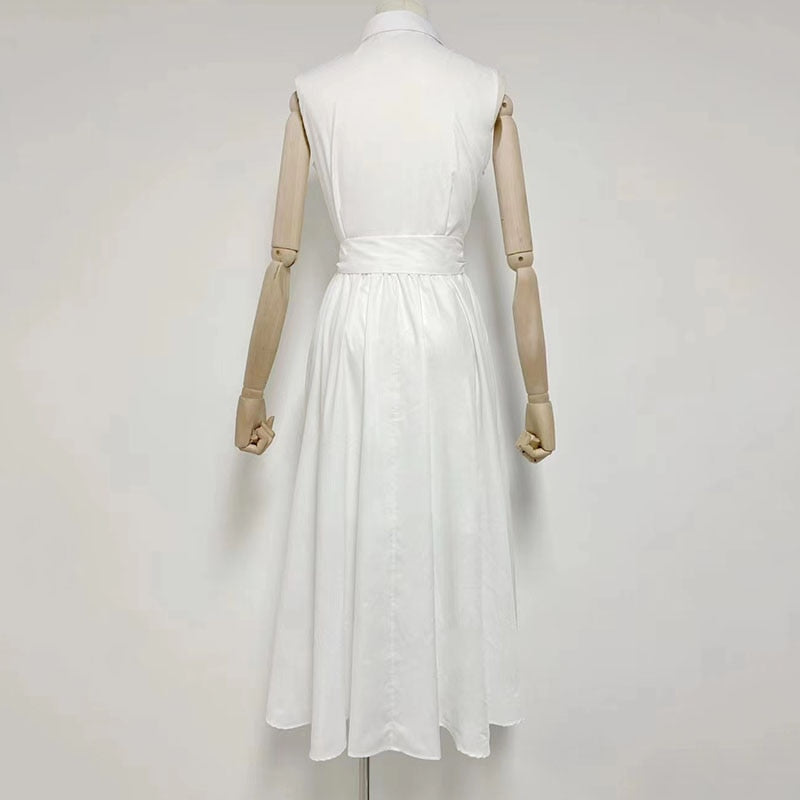 Vintage Lapel Tank Shoulder Dress