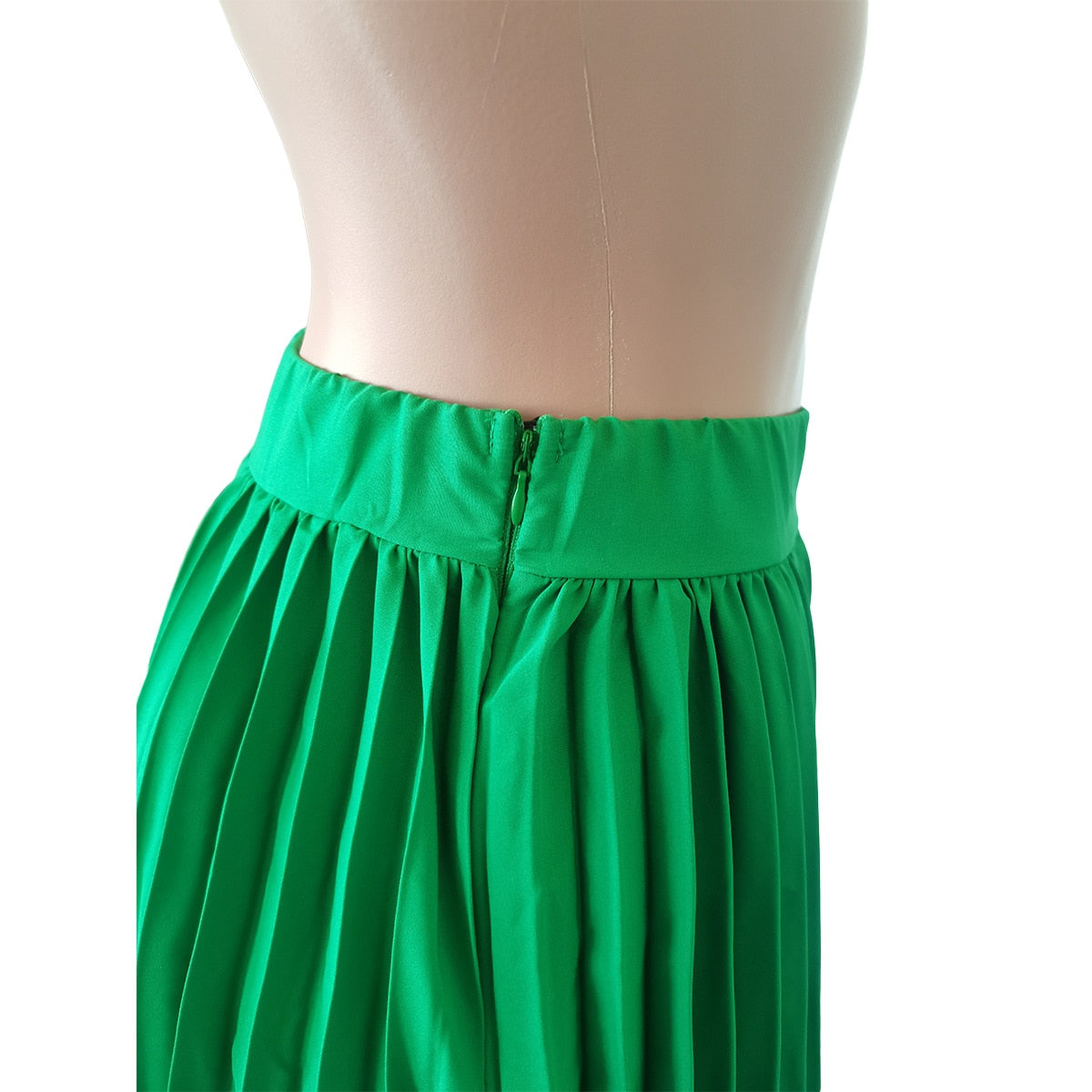 Pleated Solid High Waist Loose Maxi Skirt