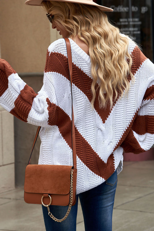 Knit V-Neck Tunic Sweater