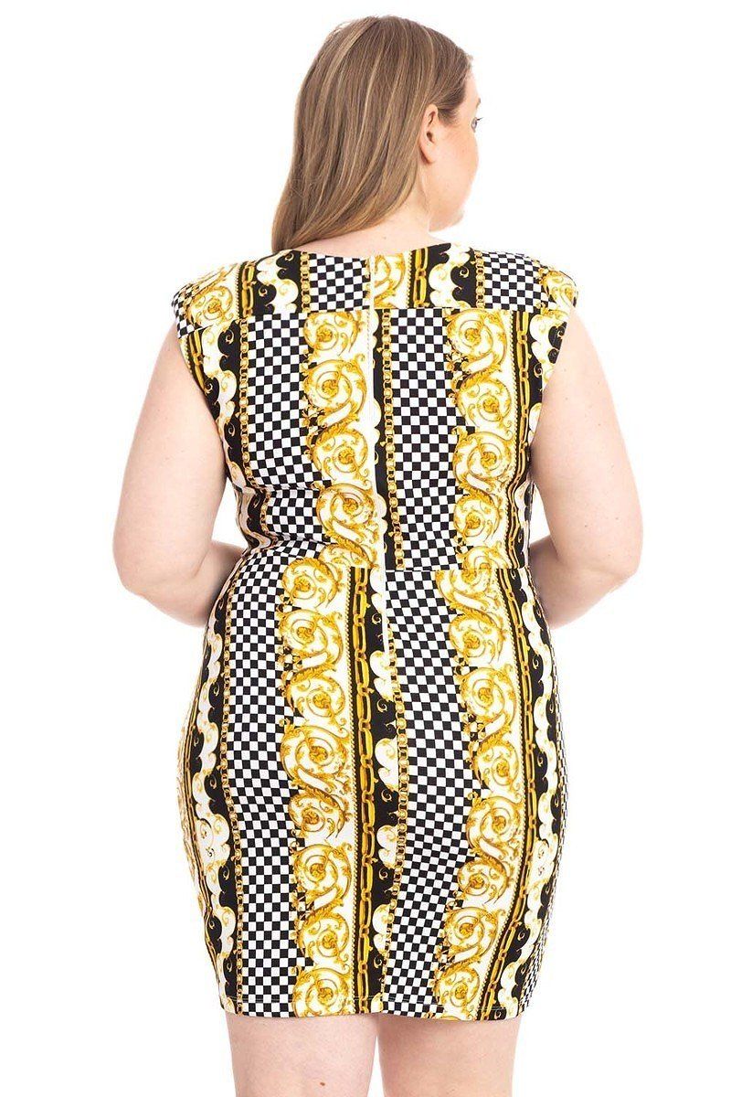Boarder Print  V-neck Body-con Dress