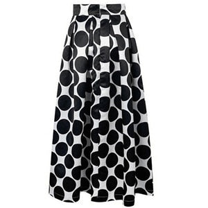 A-Line Long Elegant French Style Retro High Waist Polka Dot Skirt