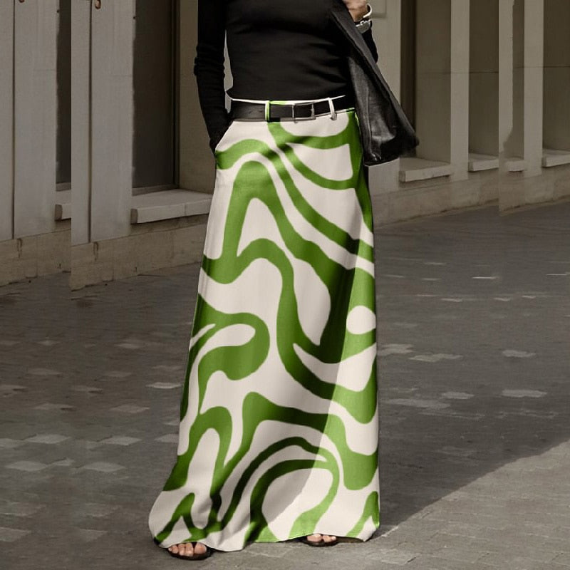 Elegant Color Blocking Retro Boho Pocket Skirt