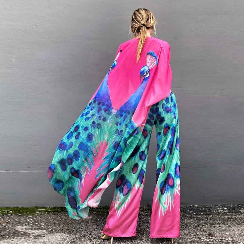 Print Long Kimono Robe