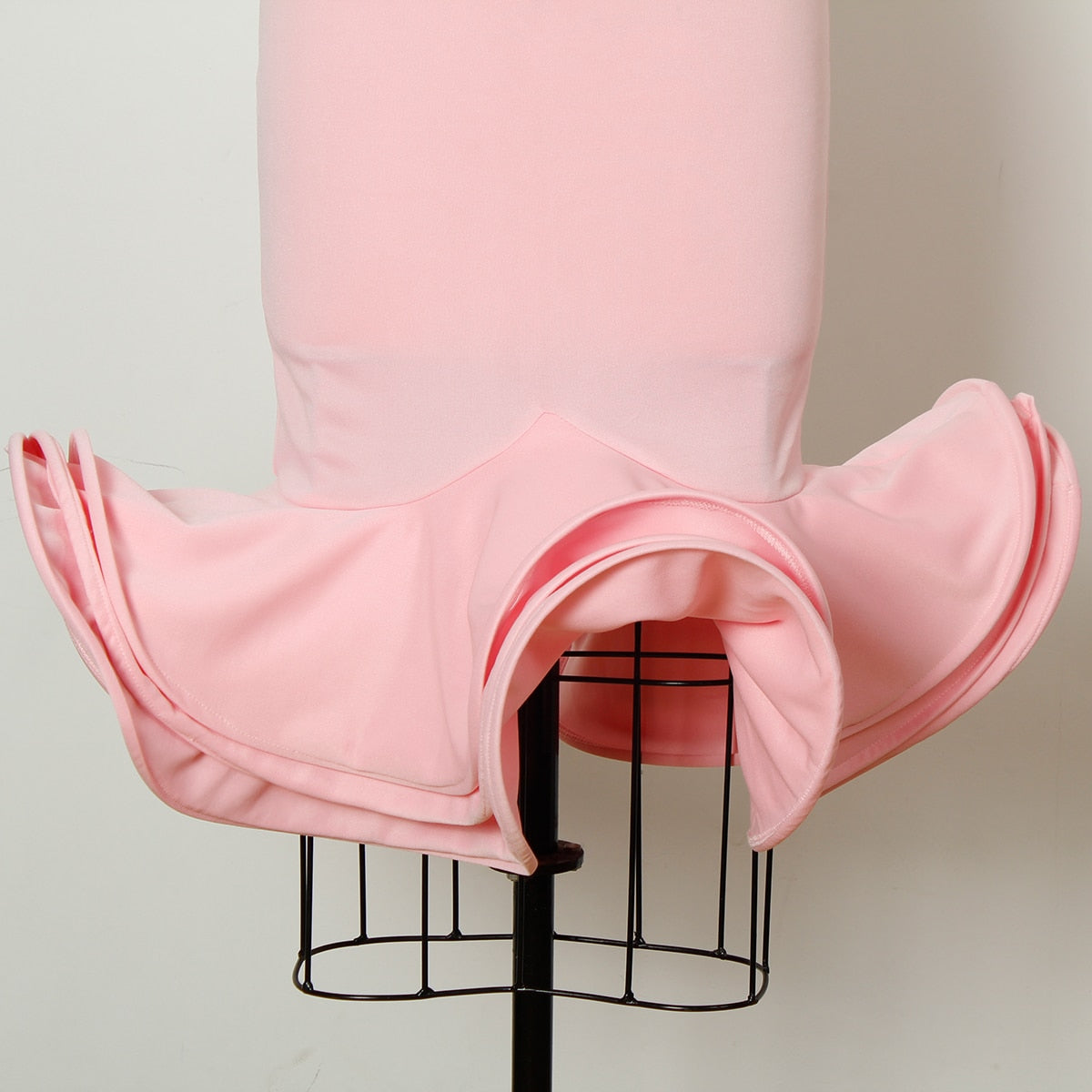 Deep V Neck Mermaid Flare Bandage Pink Sleeveless Vintage Robe Gown
