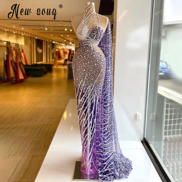 Purple Illusion Mermaid Evening Gown
