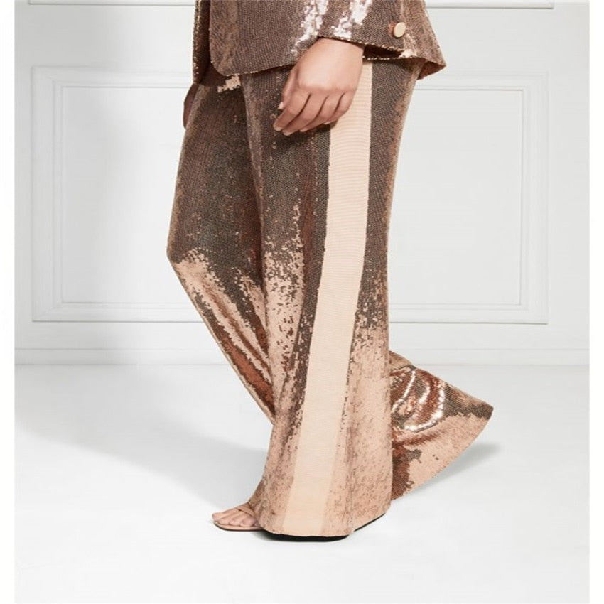 Sequins Single Breasted Pants Suit