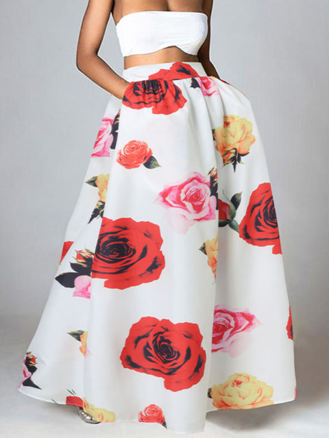 Bohemian Floral Printed High Waist Maxi Skirts