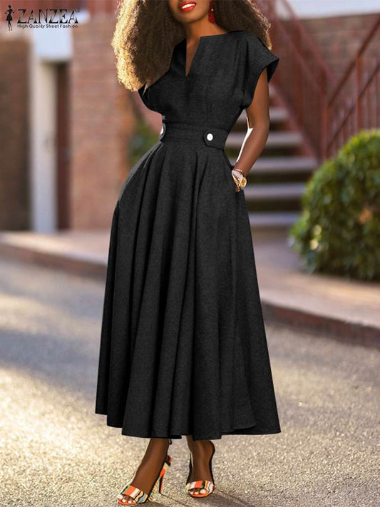 Bohemian Short Sleeve Robe Maxi Dress